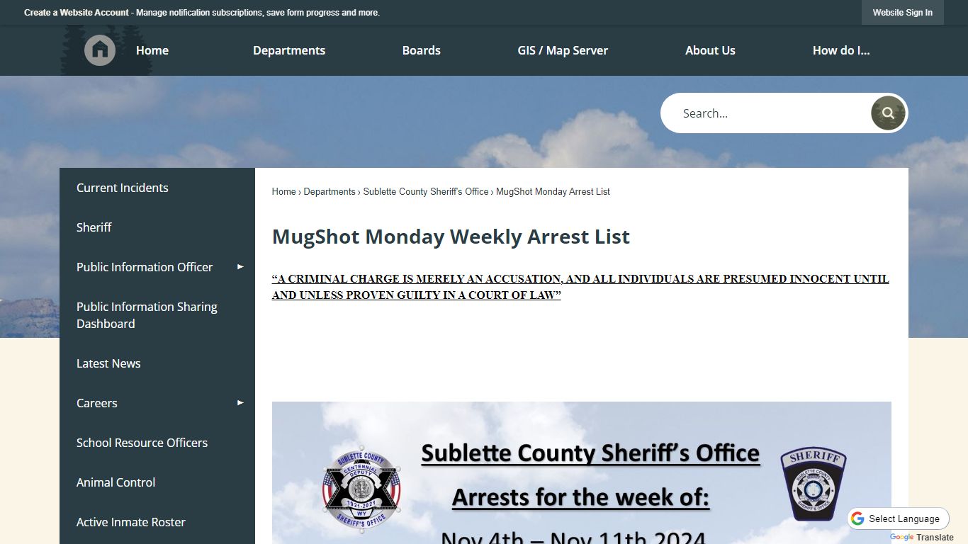 MugShot Monday Weekly Arrest List - Sublette County