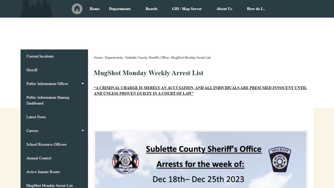 MugShot Monday Weekly Arrest List | Sublette County - Official Website